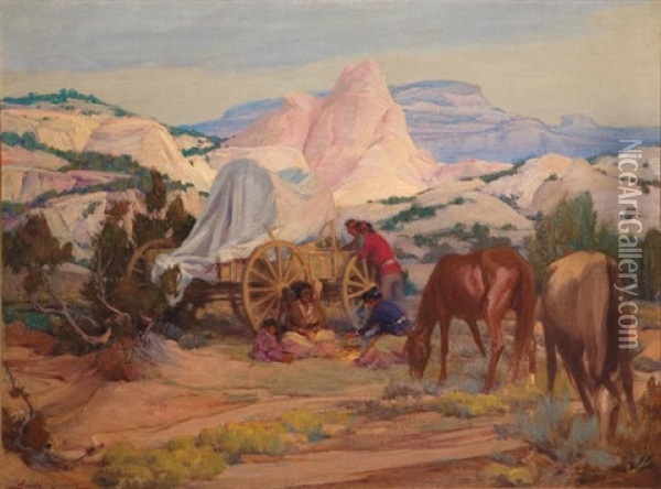 Evening Meal - Navajo Land Oil Painting - Gerald Cassidy