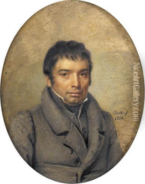 Biedermeierliches Herrenportrat Oil Painting - Johann Friedrich Dietler