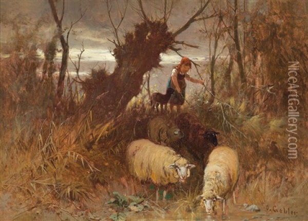 The Young Shepherdess Oil Painting - Otto Friedrich Gebler