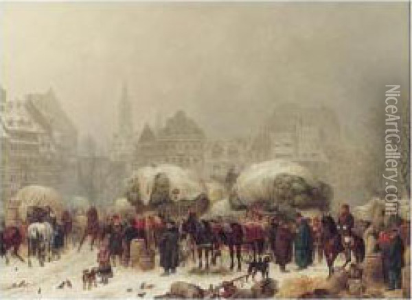 At The Horse Fair Oil Painting - Gustav Adolf Friedrich