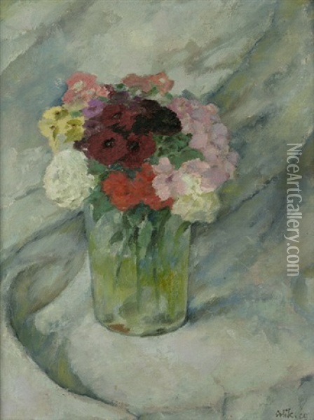 Blumen Im Glas Oil Painting - Emil Orlik