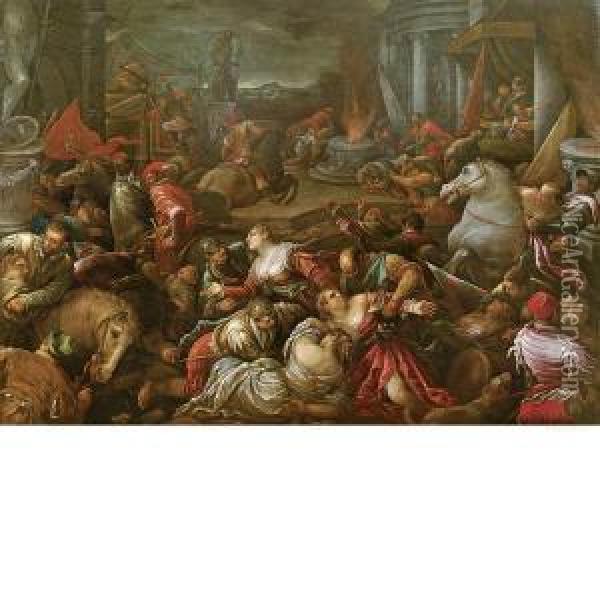 Il Ratto Delle Sabine Oil Painting - Jacopo Bassano (Jacopo da Ponte)