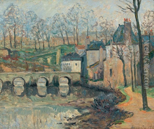 Le Vieux Pont St-goustan A Auray Par Brouillard Oil Painting - Maxime Maufra