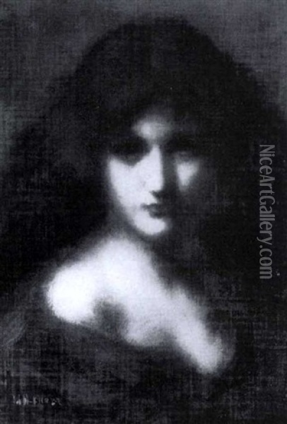 Femme A La Robe Rouge Oil Painting - Jean Jacques Henner