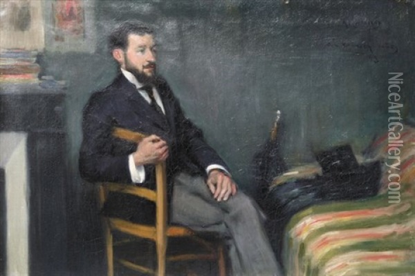 Portrait D'homme A La Chaise Oil Painting - Ricardo Canals y Llambi