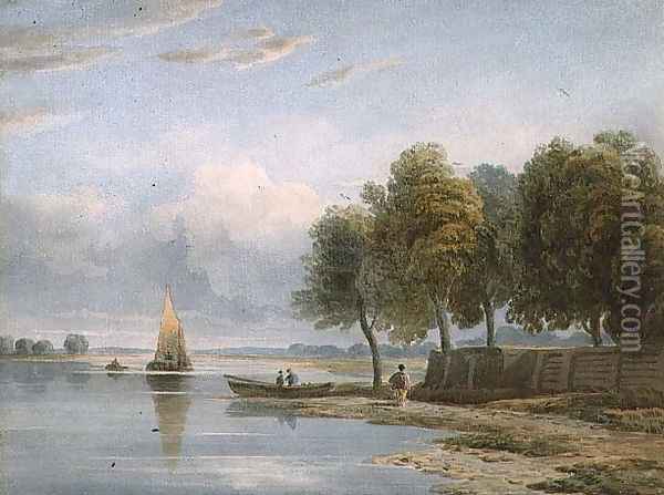 A View of the Thames at Millbank, 1815 Oil Painting - John Varley