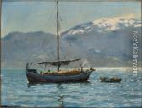 Pa Fjorden Oil Painting - Hans Dahl