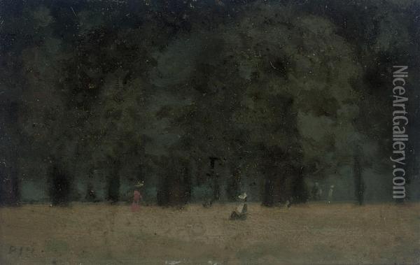 Figures Under The Trees, Evening, Kensington Gardens Oil Painting - Paul Fordyce Maitland