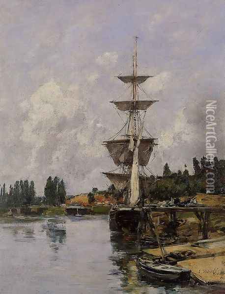The Canal at Saint-Valery-sur-Somme Oil Painting - Eugene Boudin
