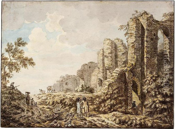 The Ruins Of Brederode Castle Oil Painting - Anthony Andriessen