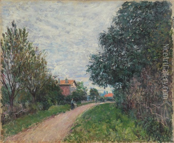 Chemin Tournant A Sevres Oil Painting - Alfred Sisley
