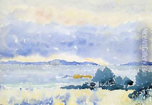 Land by the Sea Oil Painting - Henri Edmond Cross