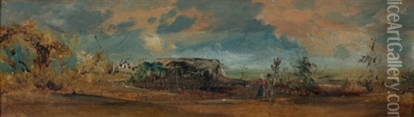 Promeneurs Pres D'une Chaumiere Oil Painting - Theodore Rousseau