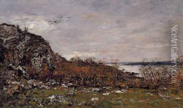 The Mouth of the Elorn in the Area of Brest Oil Painting - Eugene Boudin