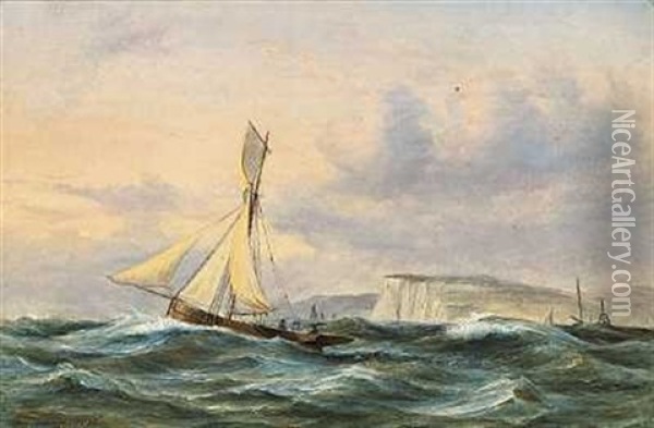 Skibe Under Rugen Oil Painting - Daniel Hermann Anton Melbye