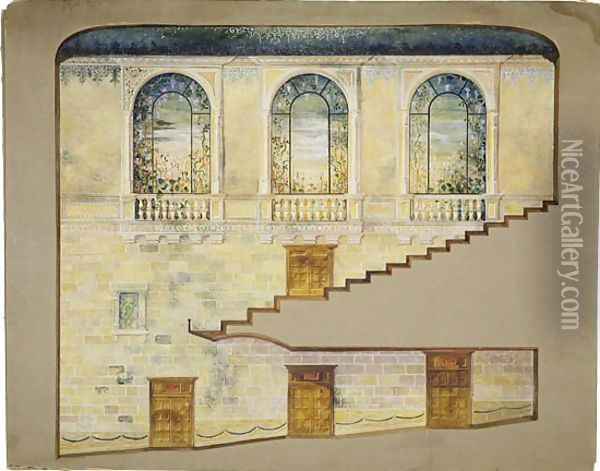 Design for Hershey Theatre, Hershey, Pennsylvania, interior wall Oil Painting - Louis Comfort Tiffany