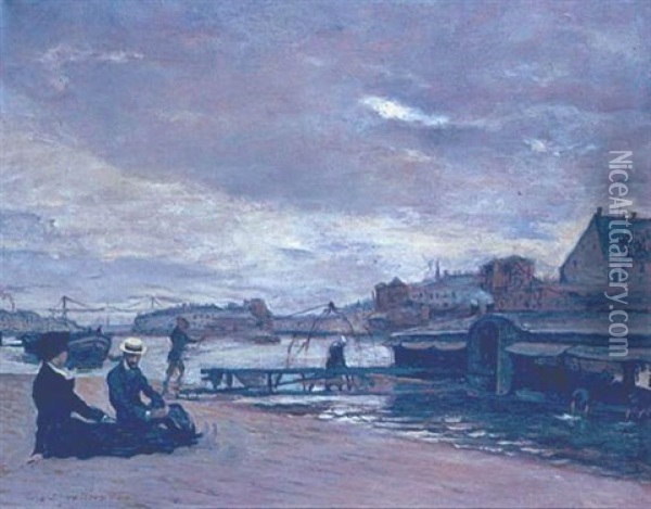 Lavoir A Nantes Oil Painting - Charles Edmond Theodore Milcendeau