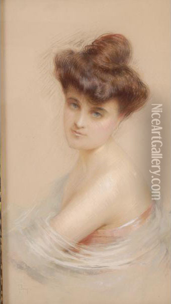 Portrait Of A Lady Oil Painting - Gaston Bouy