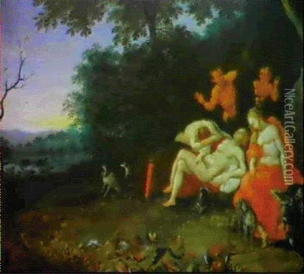 Le Repos De Diane Surprise Par Des Satyres Oil Painting - Hendrik van Balen the Elder