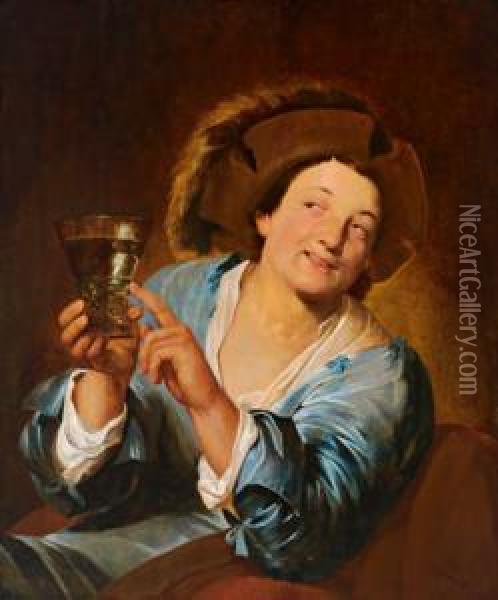 Giovane Che Regge Un Bicchiere Di Vino Oil Painting - Pieter de Grebber