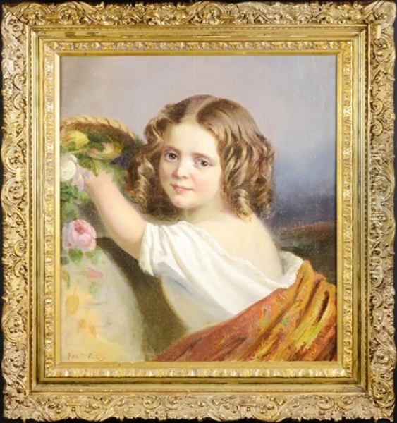 Little Girl Oil Painting - Edward Antoon Portielje