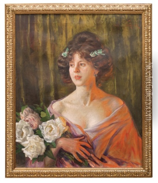 Portret Divky Oil Painting - Jan Skramlik