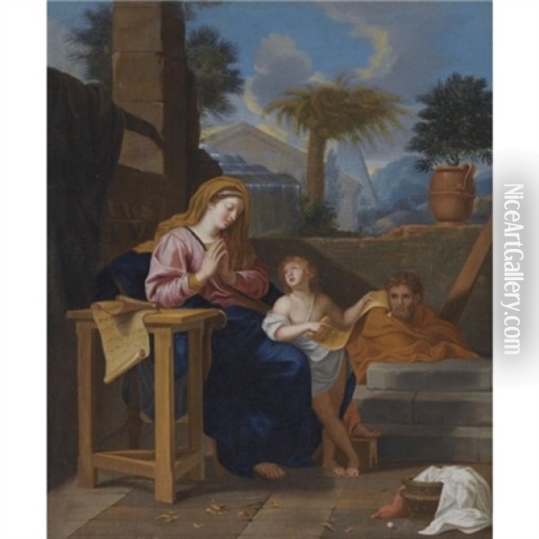 The Holy Family Oil Painting - Charles Le Brun
