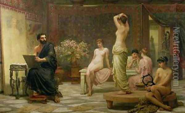The Chosen Five of Crotona 1885 Oil Painting - Edwin Longsden Long