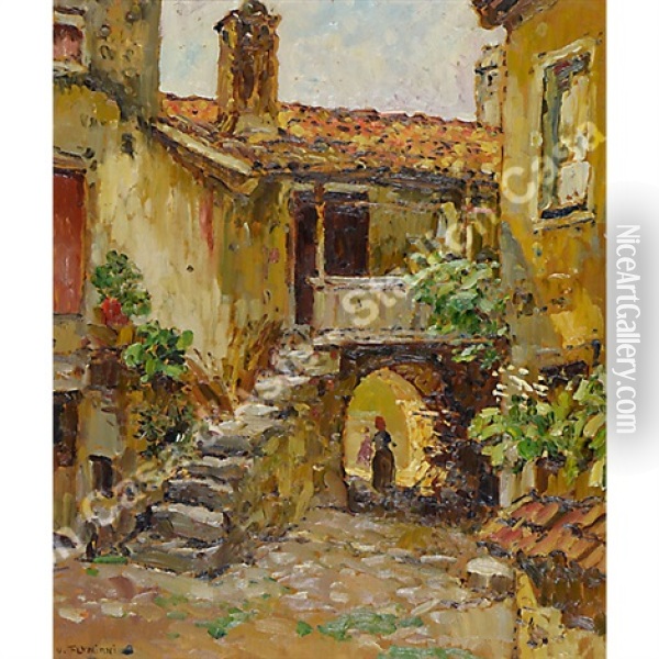 Casa Carsica Oil Painting - Ugo Flumiani