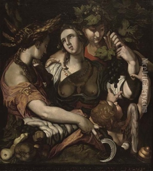 Sine Cerere Et Bacco Friget Venus Oil Painting - Abraham Bloemaert
