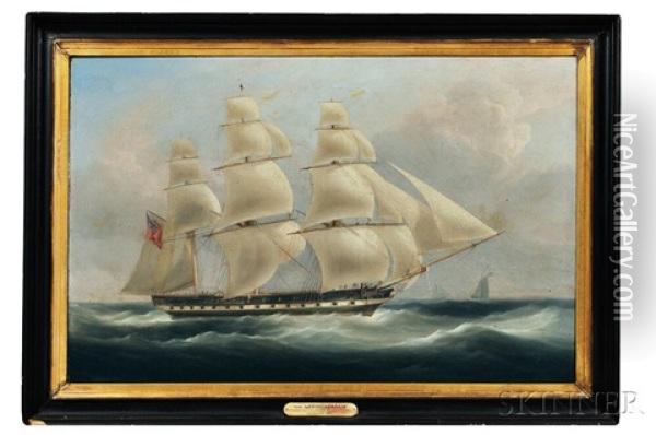 Portrait Of The Seringapatam , Pioneer Ship Of Green's Black Wall Line Oil Painting - William John Huggins