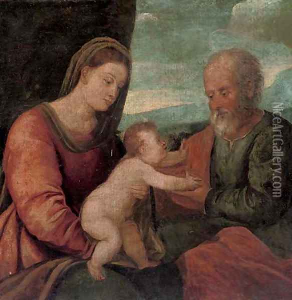 The Holy Family Oil Painting - Tiziano Vecellio (Titian)