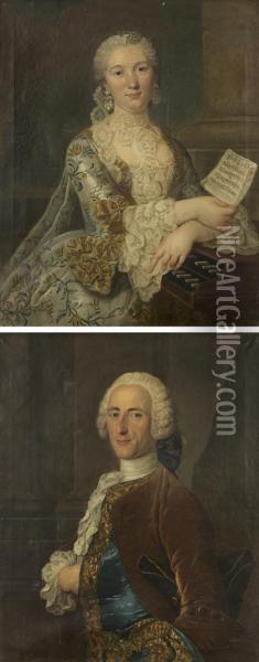 Portrait De Catherine Fouques Oil Painting - Michel Hubert Descours