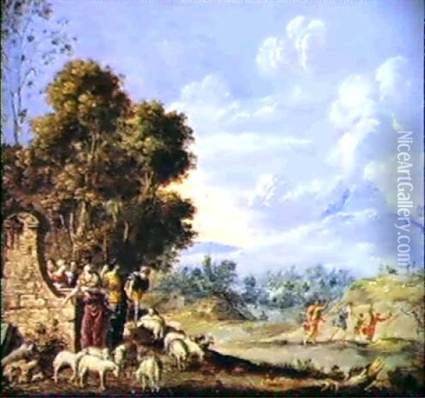 Due Paesaggi Con Episodi Della Vita Di Mose Oil Painting - Johann (Hans) Konig