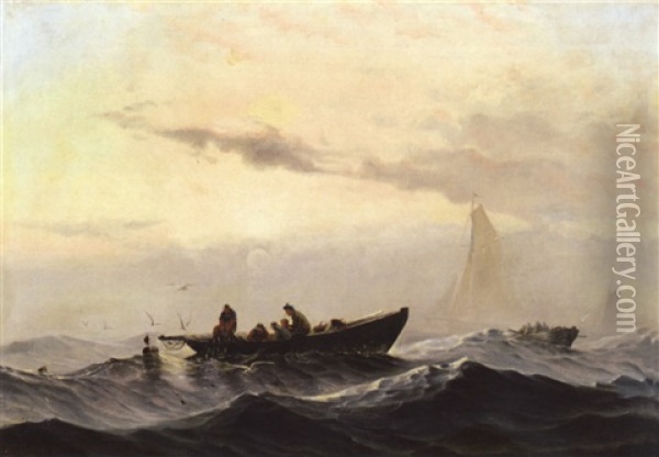 Fischerboote Auf Hoher See Oil Painting - Viggo Fauerholdt