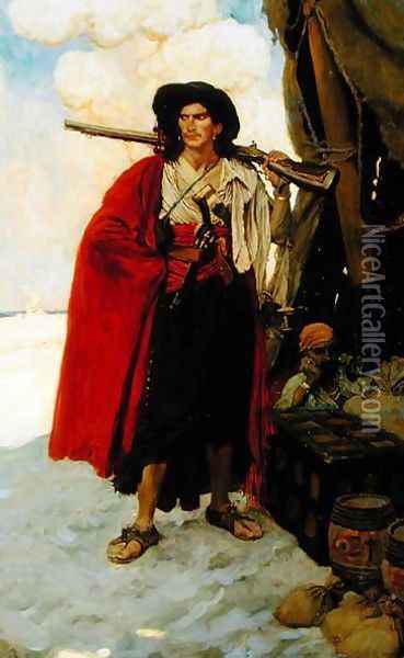 The Buccaneer Was a Picturesque Fellow, from The Fate of Treasure Town by Howard Pyle, published in Harpers Monthly Magazine, December 1905 Oil Painting - Howard Pyle
