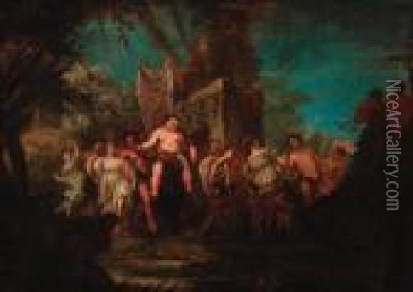 The Triumph Of Silenus Oil Painting - Giulio Carpione