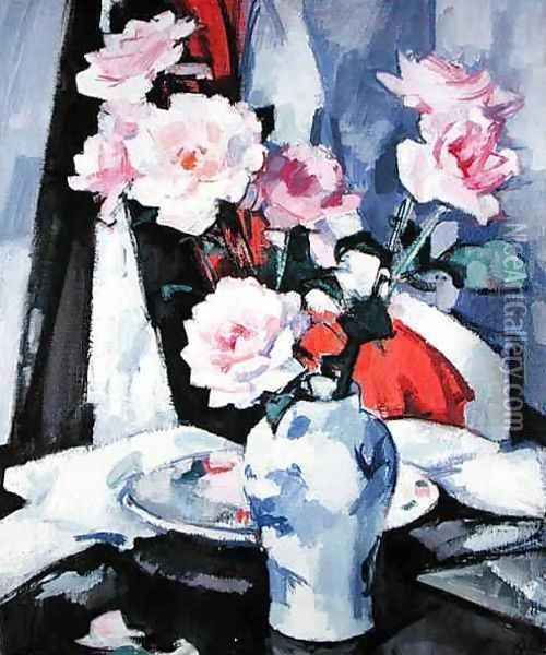 Roses, c.1922 Oil Painting - Samuel John Peploe
