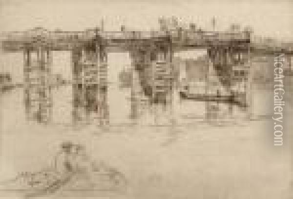 Old Putney Bridge Oil Painting - James Abbott McNeill Whistler