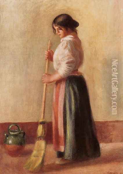 Sweeper Oil Painting - Pierre Auguste Renoir