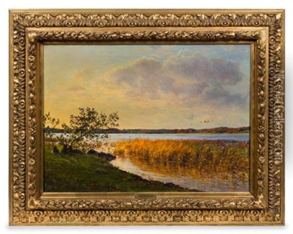River Scene Oil Painting - Viggo Pedersen
