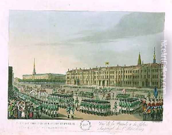 View of the Parade and the Imperial Palace at St Petersburg Oil Painting - Mornay