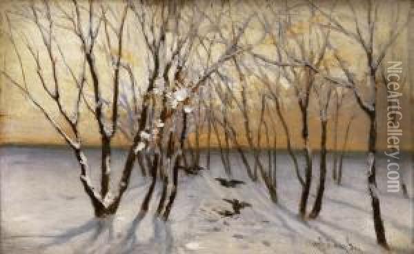 Winter Landscape Oil Painting - Gyula Julius Agghazy /