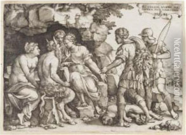 Thetis And Cheiron (holl.119; Landau 78) Oil Painting - Georg Pencz