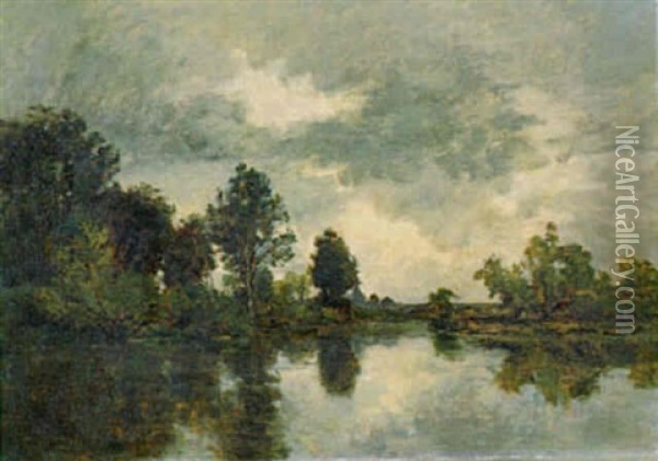 Flusslandschaft Oil Painting - Karl Pierre Daubigny
