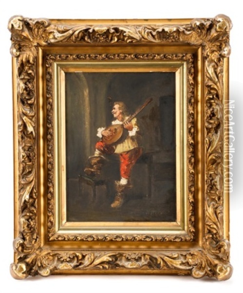 Man With Mandolin Oil Painting - Adriaen Jansz van Ostade