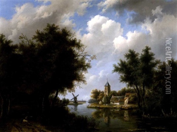 Flusslandschaft Oil Painting - Willem De Klerk