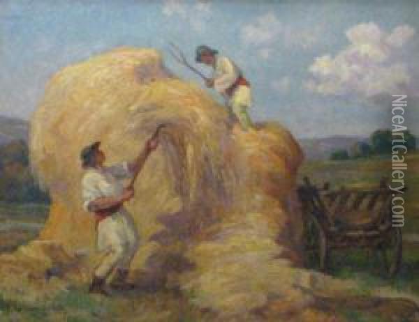Gathering The Hay Oil Painting - Pierre Alexandre Poitevin