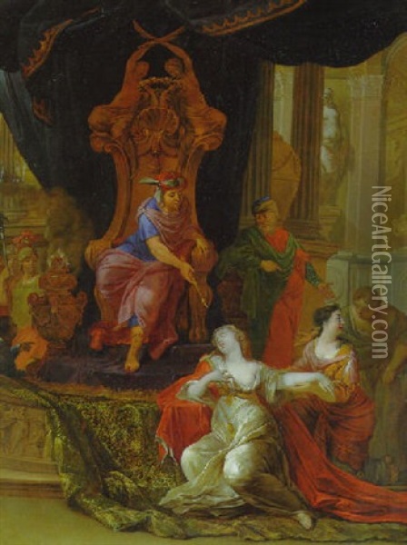 Esther Before Ahasuerus Oil Painting - Ottmar Elliger the Younger