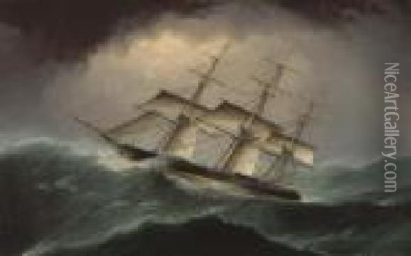 Clipper In A Heavy Sea Oil Painting - James E. Buttersworth